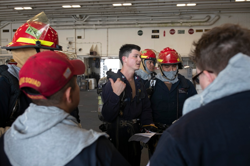 USS Tripoli Sailors Run a Toxic Gas Drill