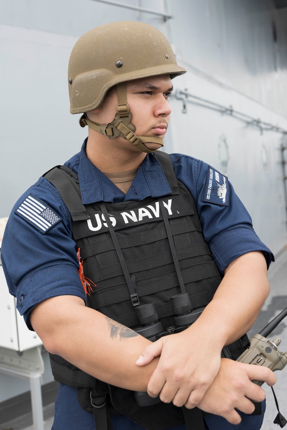 USS Frank Cable (AS 40) departs Chennai, India