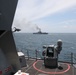 The USS John Finn sails in formation with KRI John Lie, KRI Makassar, and JS Osumi during Super Garuda Shield in the Java Sea