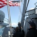 The USS John Finn sails in formation with KRI John Lie, KRI Makassar, and JS Osumi during Super Garuda Shield in the Java Sea