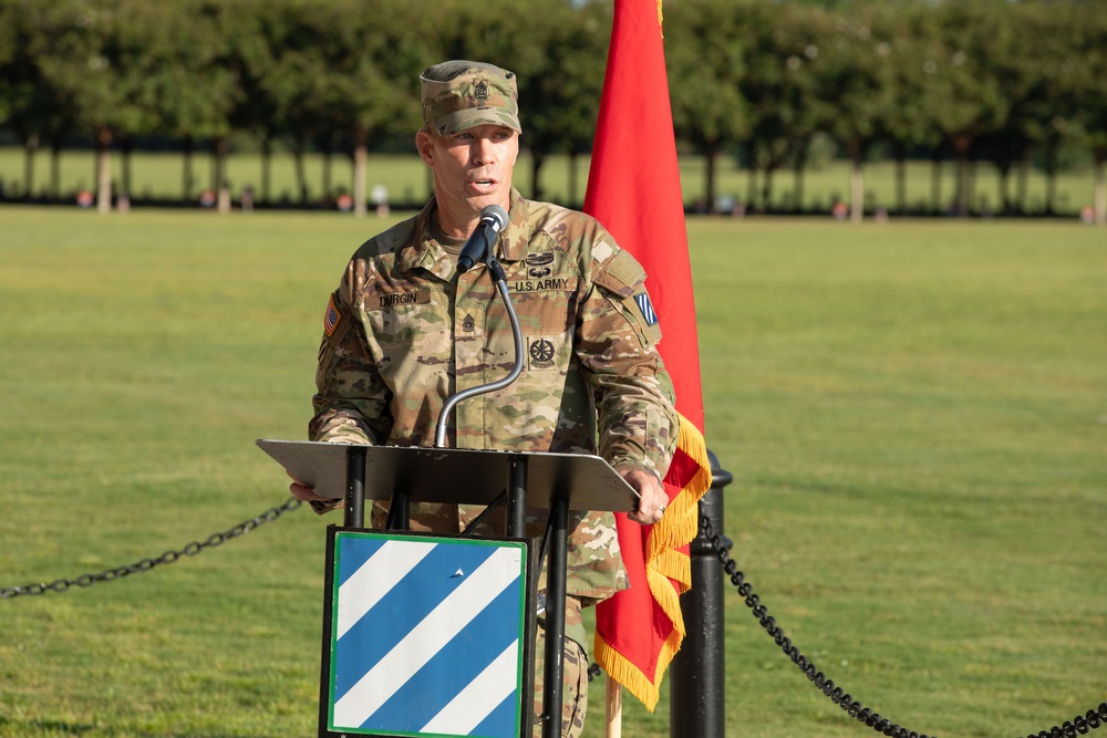 Command Sgt. Maj. Donald Durgin assumes responsibility of the 3rd Infantry Division