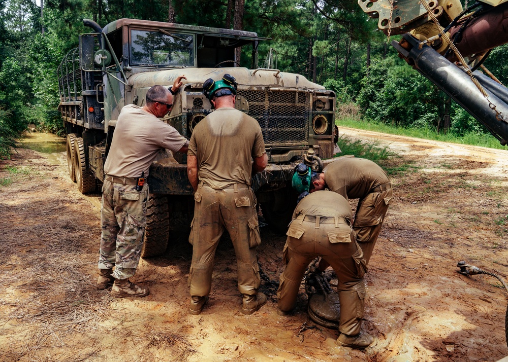 Wheeled Vehicle Recovery Operations Course held at the 139th Regional Training Institute in Fort Bragg, NC, August 8, 2025.
