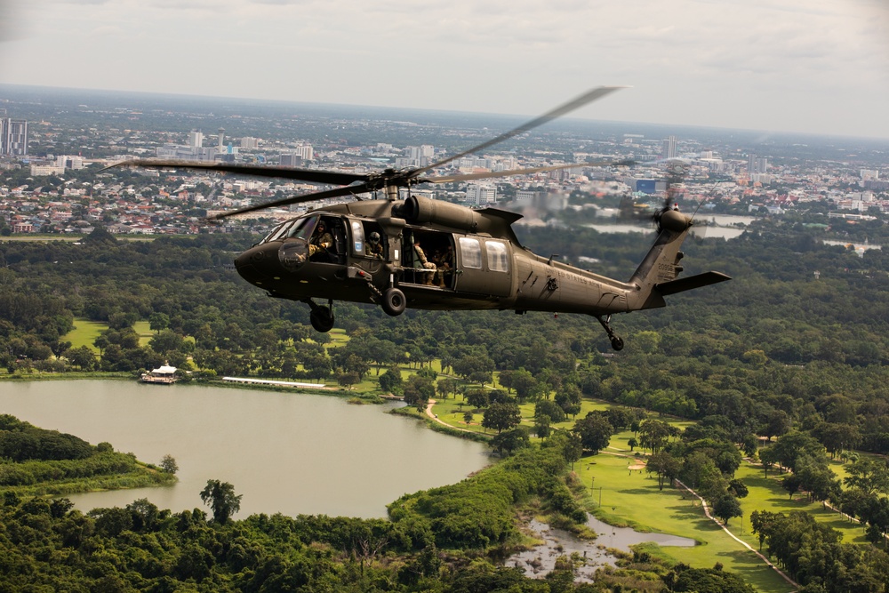 Washington Army National Guard UH-60s conduct flight operations over Thailand