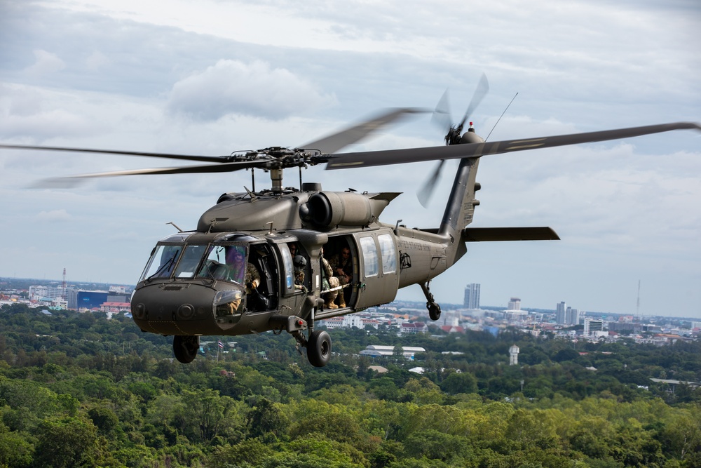 Washington Army National Guard UH-60s conduct flight operations over Thailand