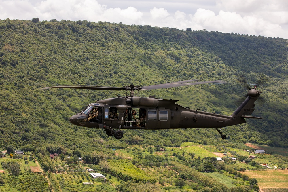 Washington Army National Guard UH-60s conduct flight operations over Thailand