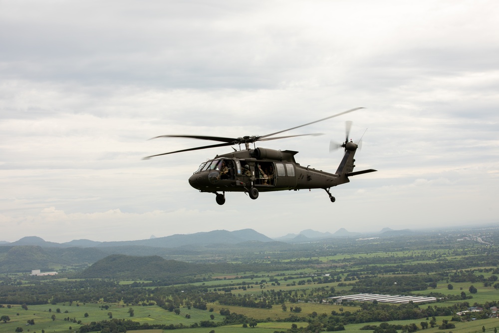 Washington Army National Guard UH-60s conduct flight operations over Thailand