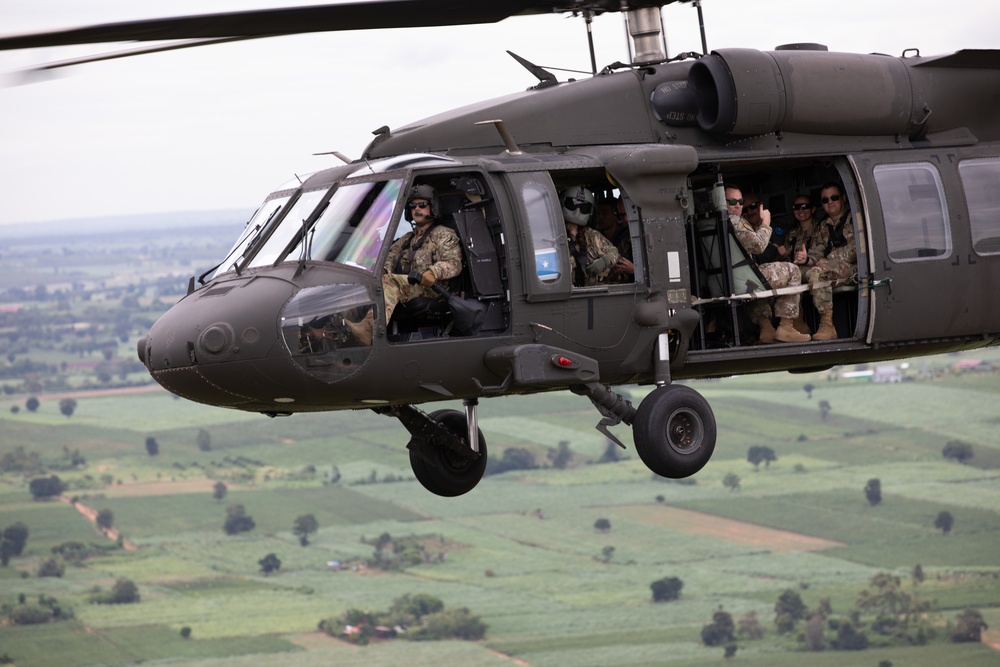 Washington Army National Guard UH-60s conduct flight operations over Thailand