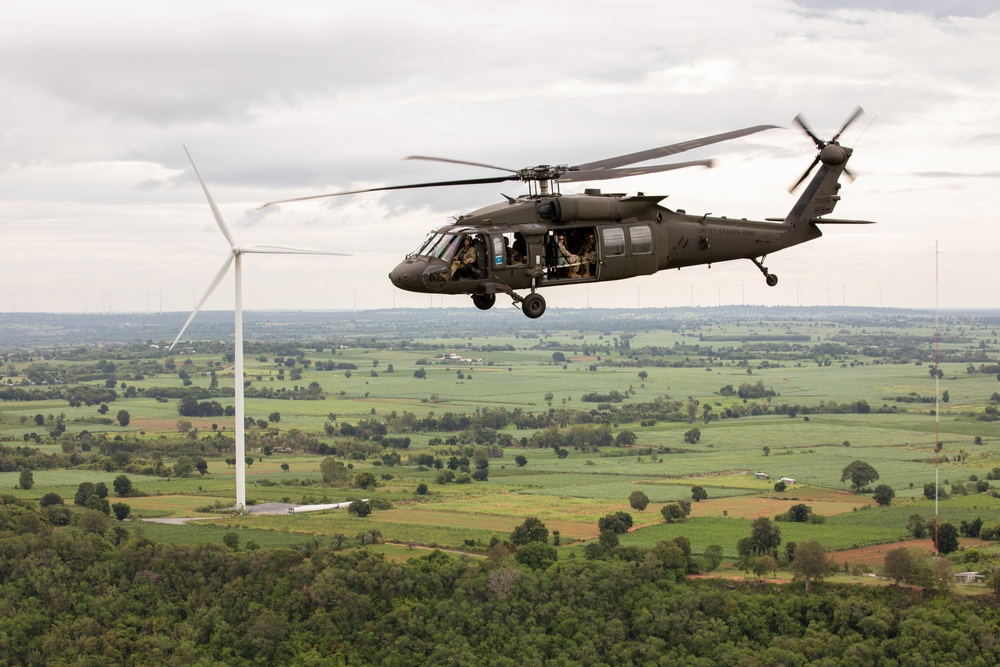 Washington Army National Guard UH-60s conduct flight operations over Thailand