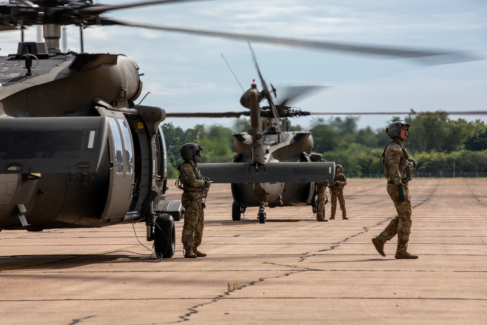 Washington Army National Guard UH-60s conduct flight operations over Thailand