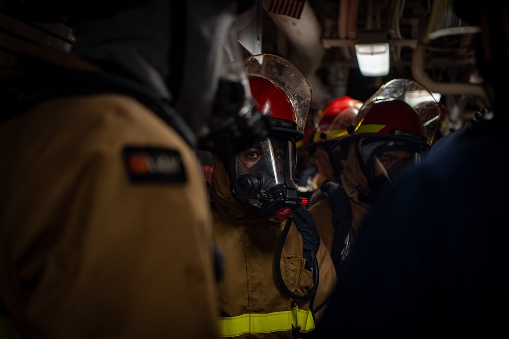 USS Gridley Engineering Drill