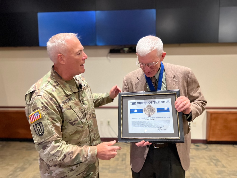 88th RD command historian receives honorary 'Order of the 88th'