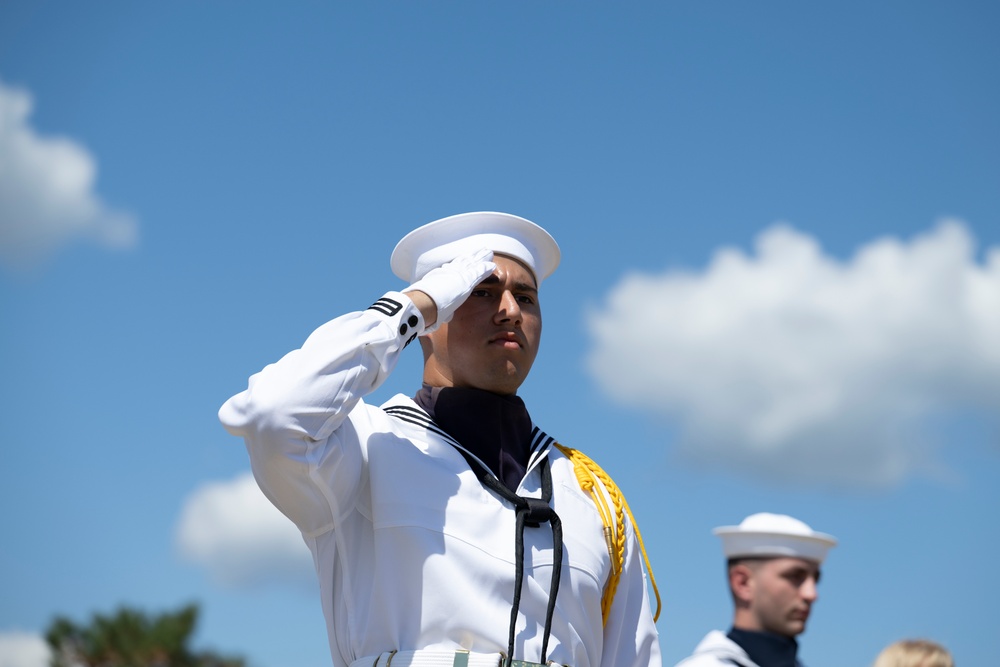 Full Military Funeral Honors with Escort are Conducted for U.S. Navy Capt. Edward Estes in Section 57