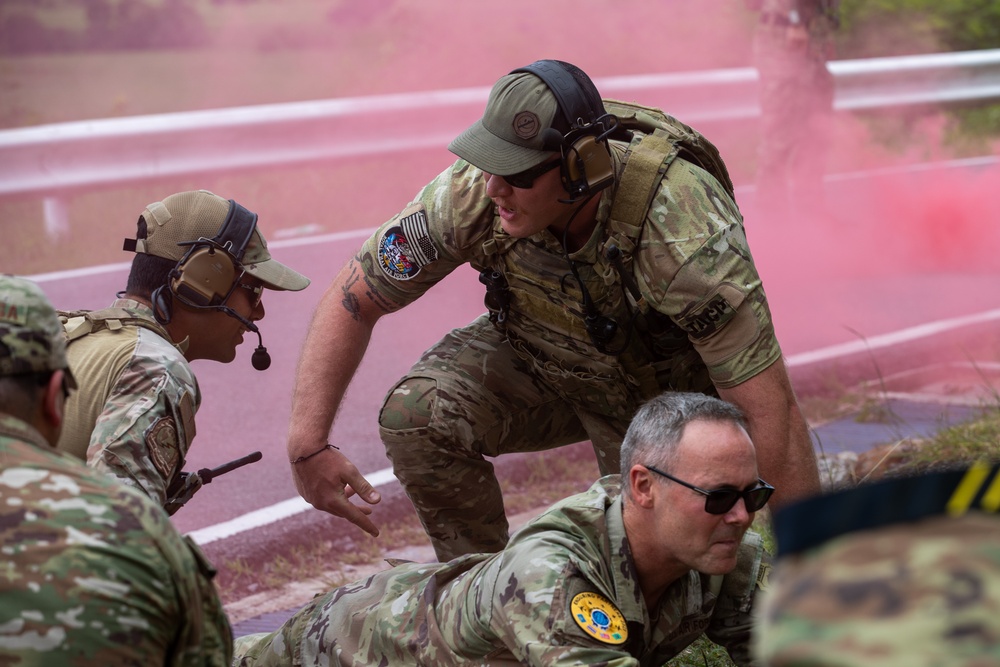 Royal Thai Air Force and Air National Guard Tactical Air Party Control members conduct simulated air support missions