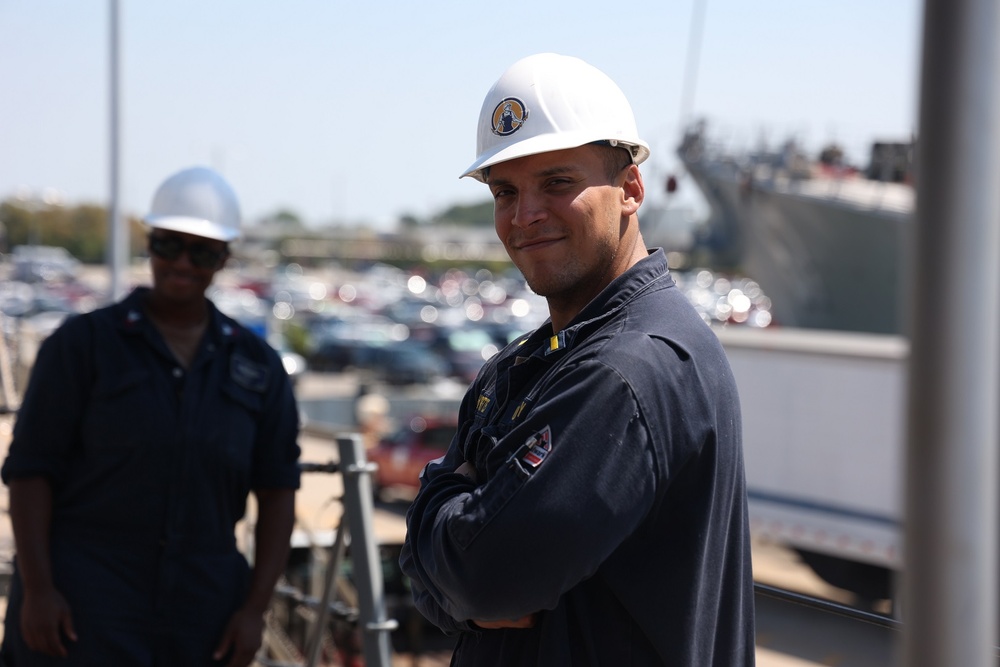 ENS David Haasenritter Supervises Shore Power Connection
