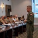 Adm. Samuel J. Paparo, commander, U.S. Indo-Pacific Command, speaks to CFMCC flag course students and faculty at Joint Base Pearl Harbor-Hickam