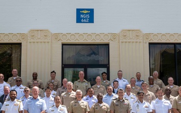 Adm. Steve Koehler, commander, U.S. Pacific Fleet, delivers remarks at the Combined Force Maritime Component Commander  flag course