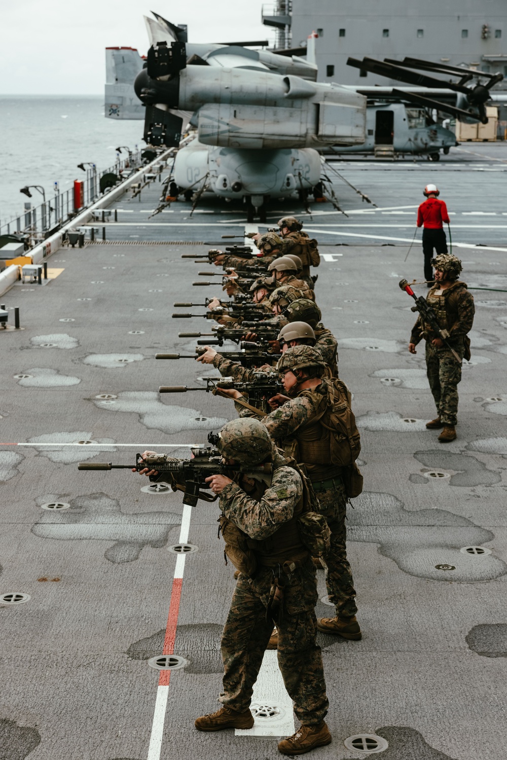 MRF-D 25.3: 2nd. Bn, 1st Marines conduct shooting drills aboard the USS Miguel Keith