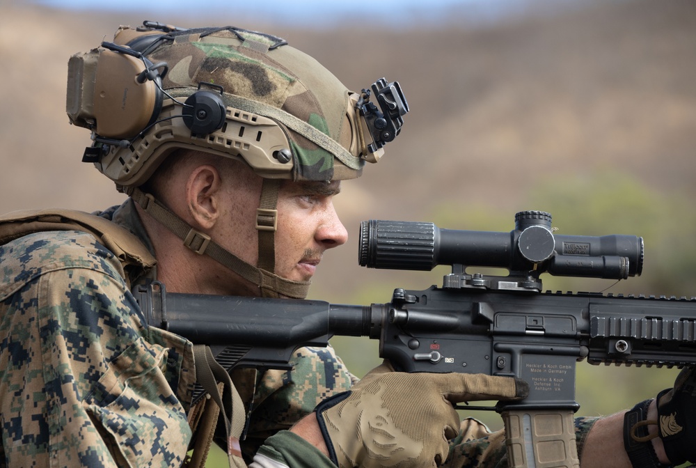 Marines with SOI-W Detachment Hawaii AIMC sharpen their combat skills at Marine Corps Training Area Bellows