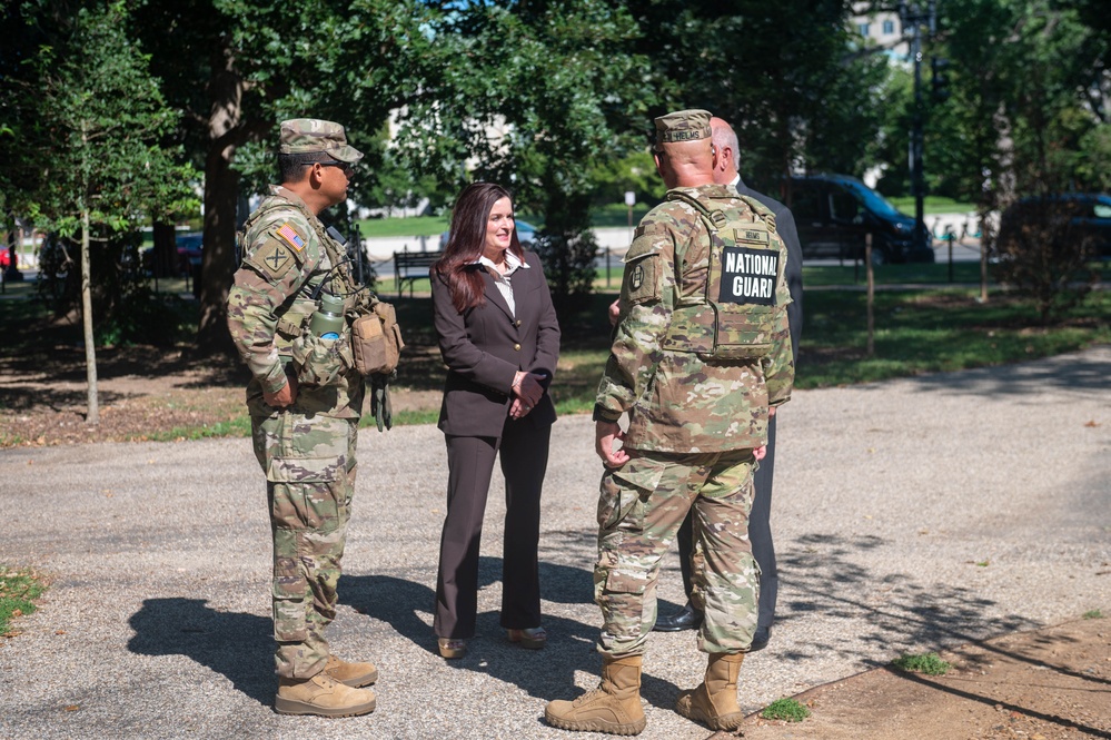 U.S. Rep. Sherri Biggs (SC-3) visits with South Carolina National Guard Soldiers as they patrol areas around the Vietnam Memorial
