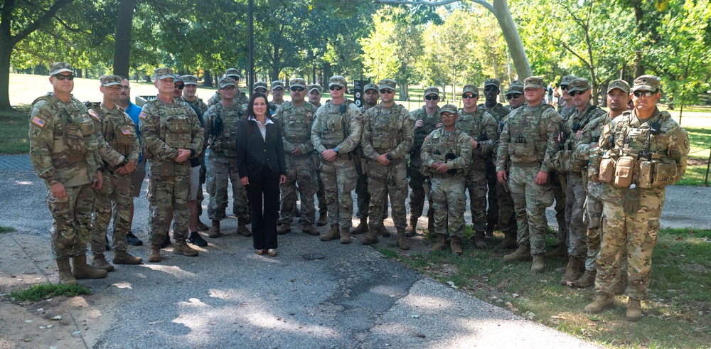 U.S. Rep. Sheri Biggs (SC-3) visits soldiers with South Carolina National Guard Soldiers as they patrol areas around the Vietnam Memorial