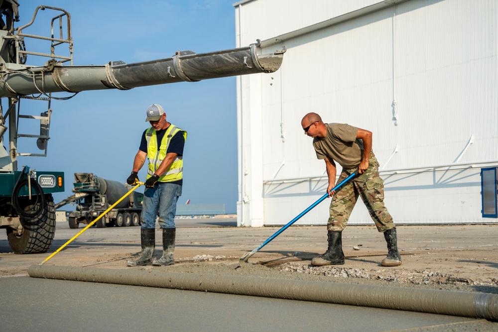 It’s all in the pour: 131st Bomb Wing civil engineering Airmen repair airfield concrete during Exercise Northern Strike 25-2