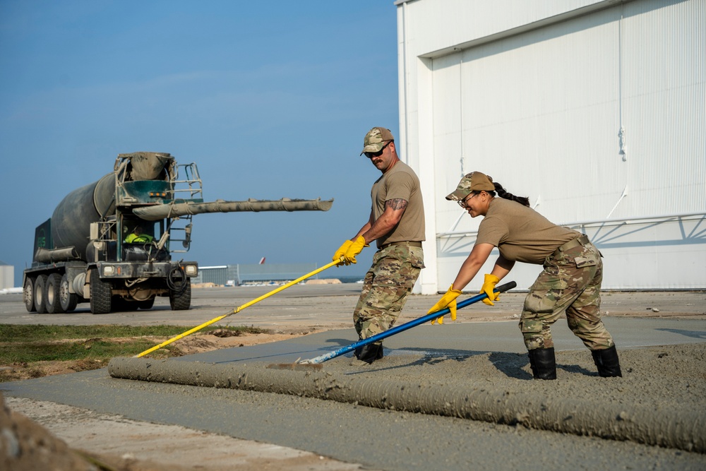 It’s all in the pour: 131st Bomb Wing civil engineering Airmen repair airfield concrete during Exercise Northern Strike 25-2