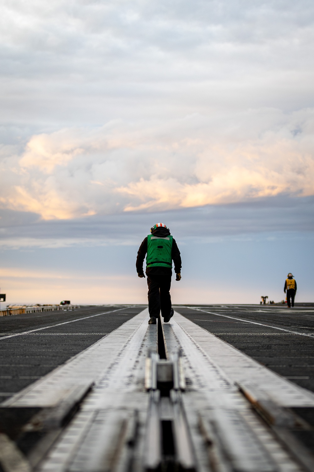 USS Gerald R. Ford (CVN 78) Sailor Checks Catapult