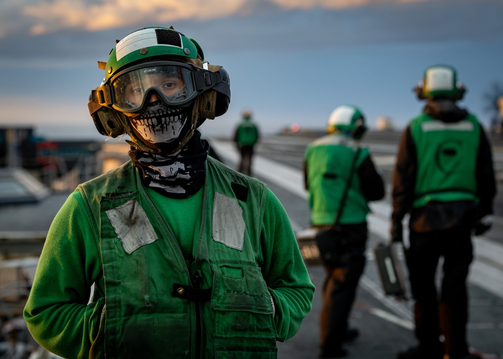 USS Gerald R. Ford (CVN 78) Sailor Observes Flight Operations