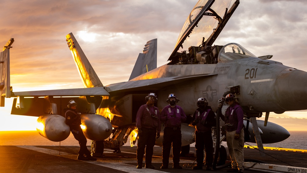 USS Gerald R. Ford (CVN 78) Sailors Fuel Jet
