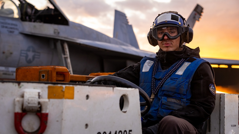 USS Gerald R. Ford (CVN 78) Sailor Observes Flight Operations