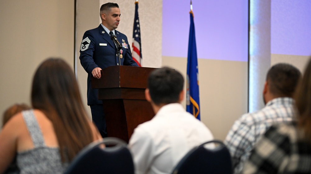 Senior Master Sgt. Aaron Arseo promotes to the rank of Chief Master Sgt.