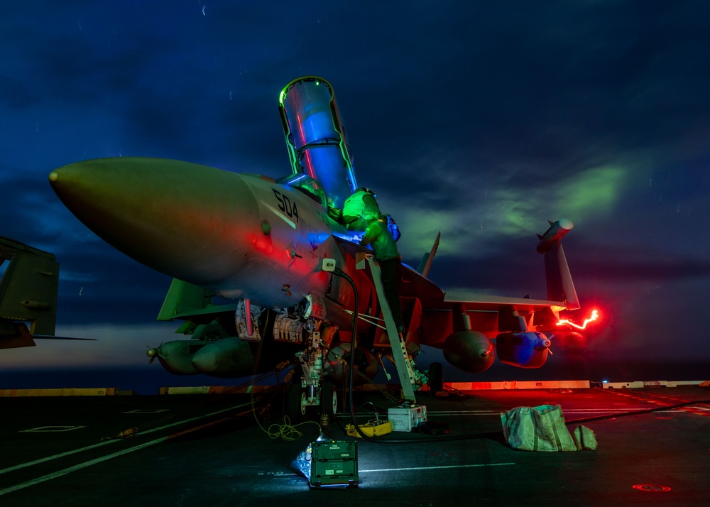 USS Gerald R. Ford (CVN 78) Operates Under Northern Lights
