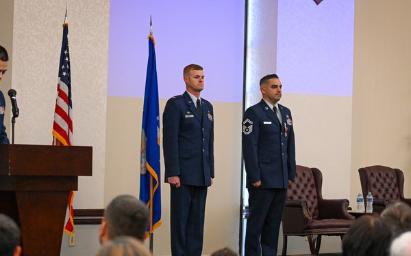 Senior Master Sgt. Aaron Arseo promotes to the rank of Chief Master Sgt.