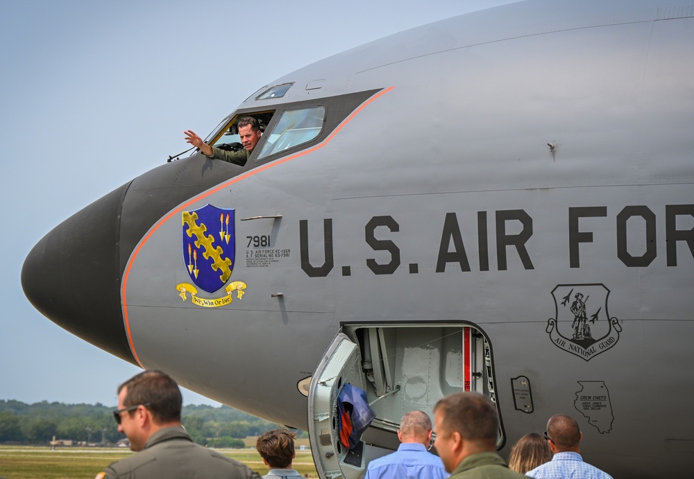 Lt. Col. Ryan Shireman completes his fini-flight with the 126th Air Refueling Wing