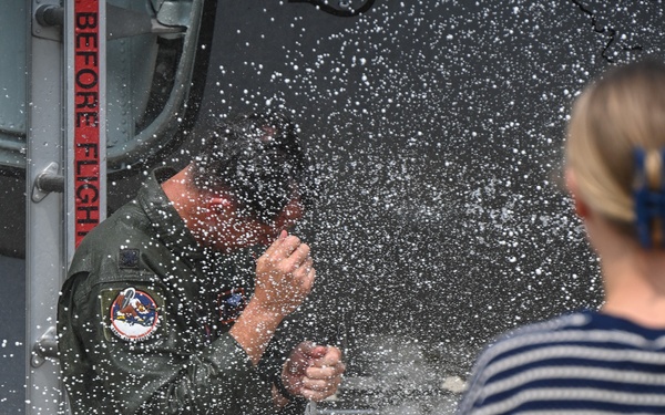 Lt. Col. Ryan Shireman completes his fini-flight with the 126th Air Refueling Wing