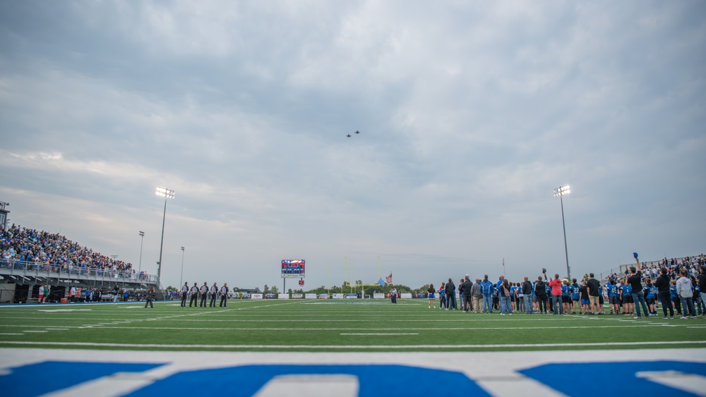 138th Fighter Wing perform a football game flyover