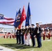 Joint service color guard presents colors at Cy-Hawk game