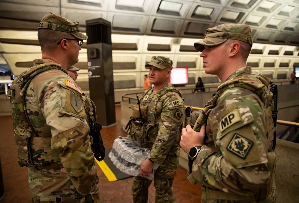 U.S. Soldiers with the 112th Military Police Battalion, Mississippi National Guard, Patrol the Gallery Metro