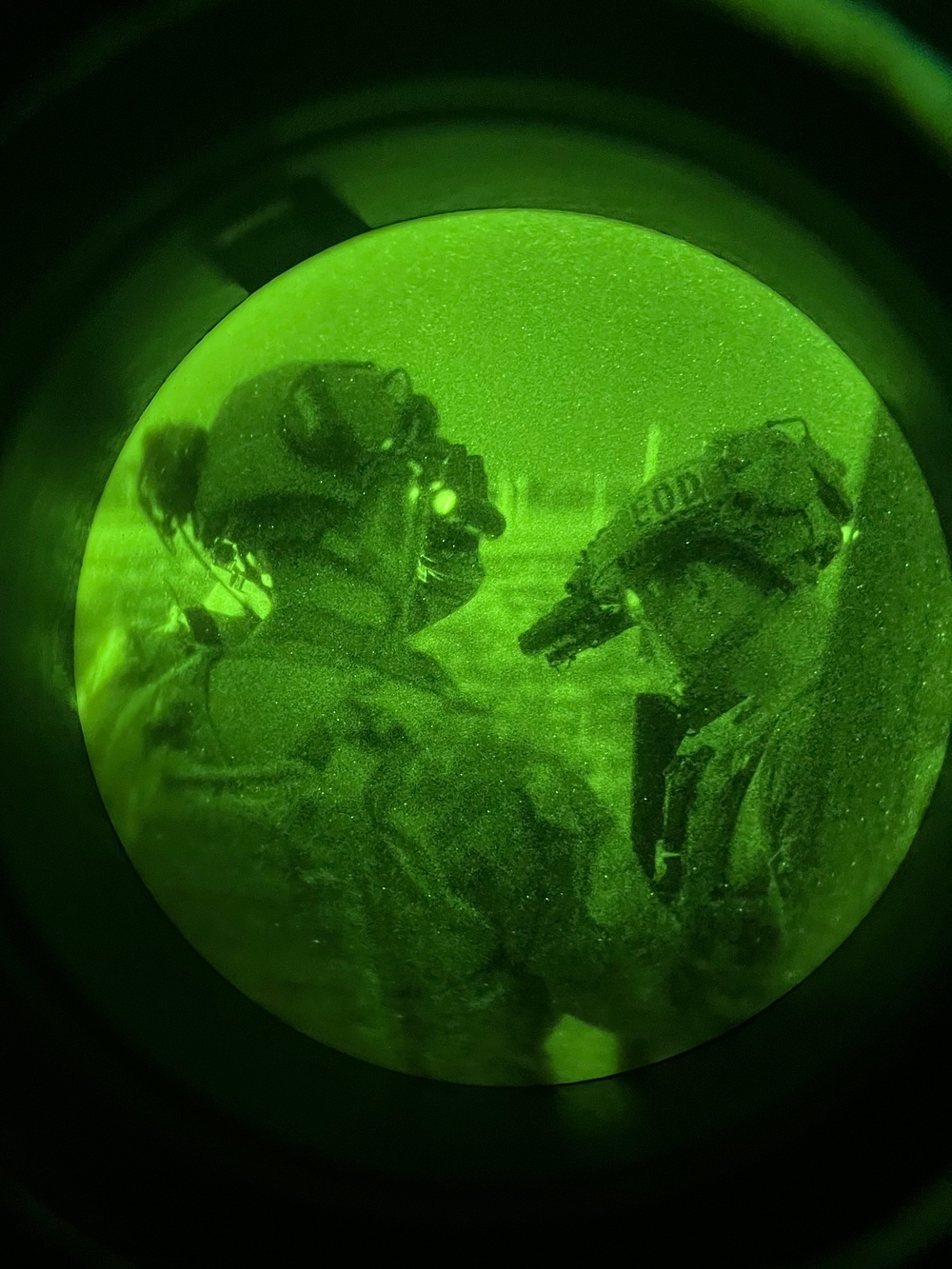 Air Force EOD Airmen perform night vision skills during Exercise Northern Strike 25-2 Air Force EOD Airmen perform night vision skills during Exercise Northern Strike 25-2