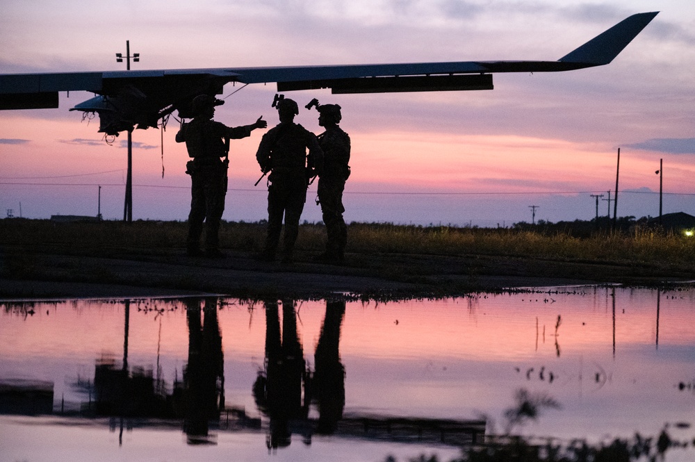 Air Force EOD Airmen perform night vision skills during Exercise Northern Strike 25-2 Air Force EOD Airmen perform night vision skills during Exercise Northern Strike 25-2