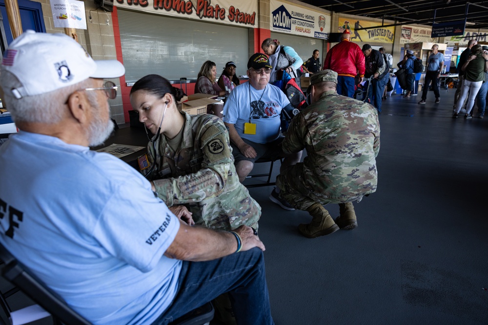 Iowa National Guard medics conduct blood pressure checks at Five Seasons Stand Down