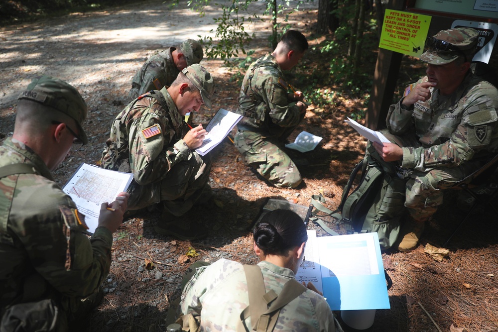 Soldiers plotted grid coordinates during the Best Warrior Competition