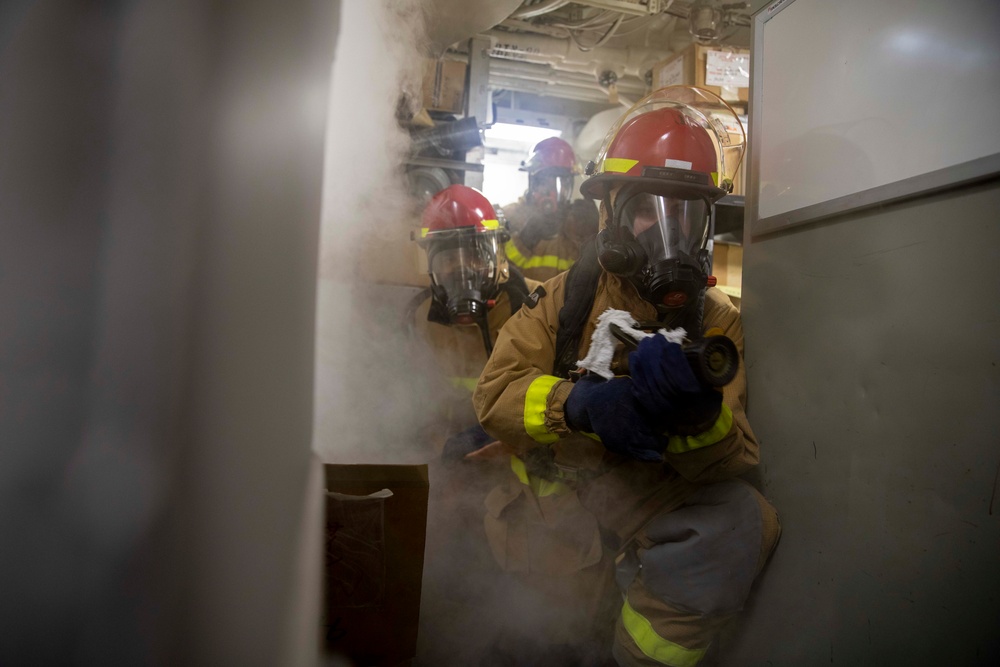 USS Preble Conducts Damage Control Drill