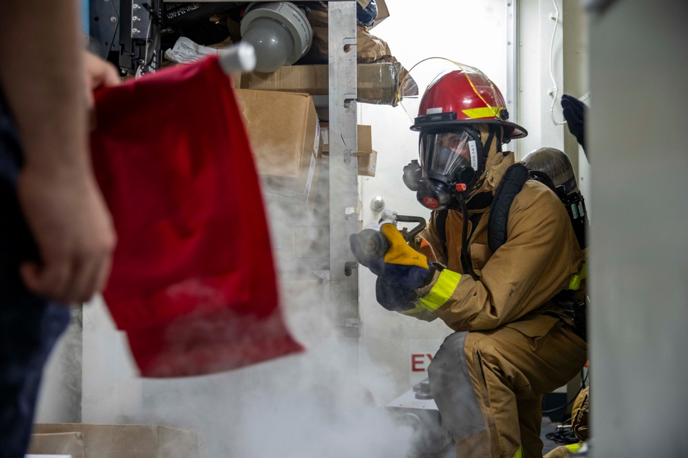 USS Preble Conducts Damage Control Drill