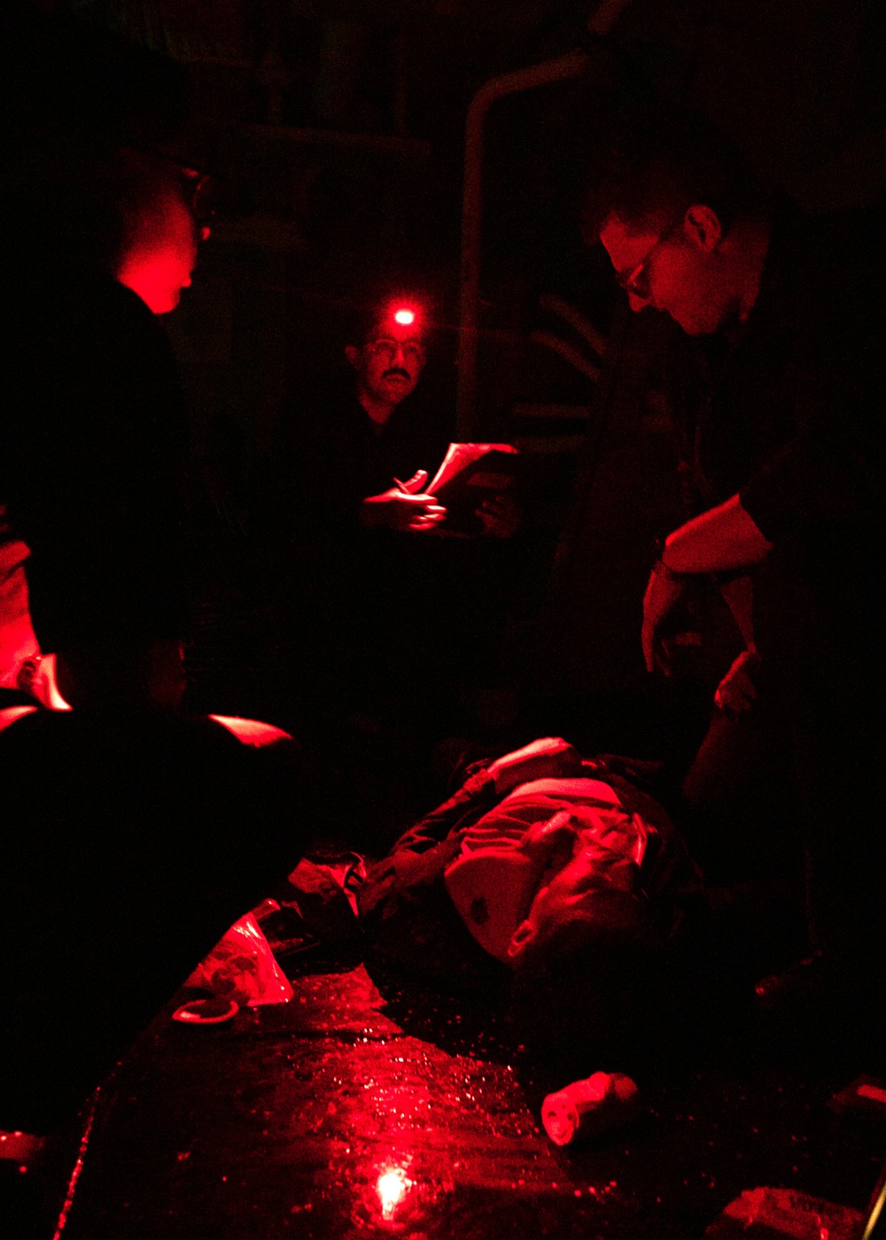 USS Mitscher (DDG 57) Sailors conduct tactical combat casualty care exercise