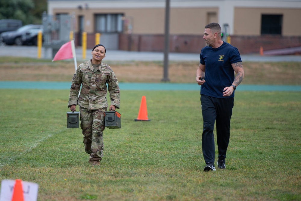 Airmen complete U.S. Marine Corps Combat Fitness Test