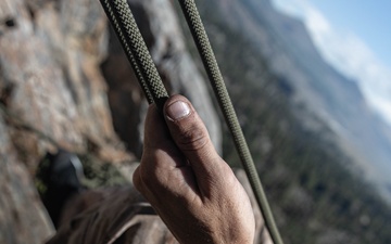 V35 and V11 Marines conduct climbing techniques during Assault Climbers Course