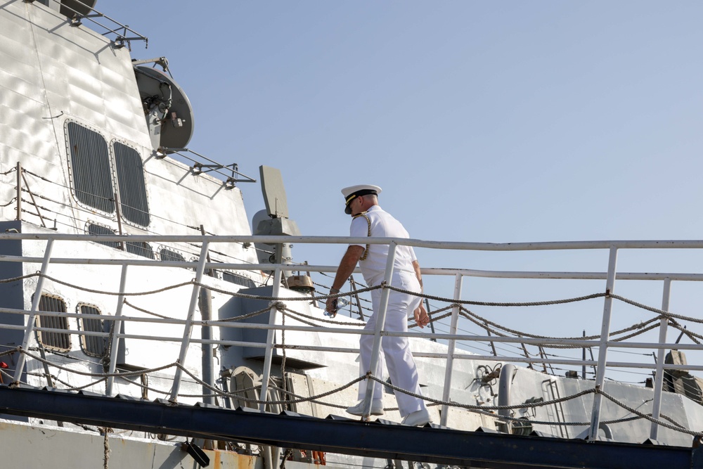 USS Truxtun and partner nation service members attend BRIGHT STAR 25