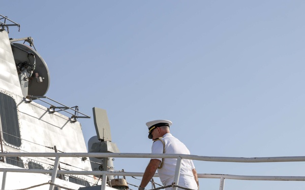 USS Truxtun and partner nation service members attend BRIGHT STAR 25