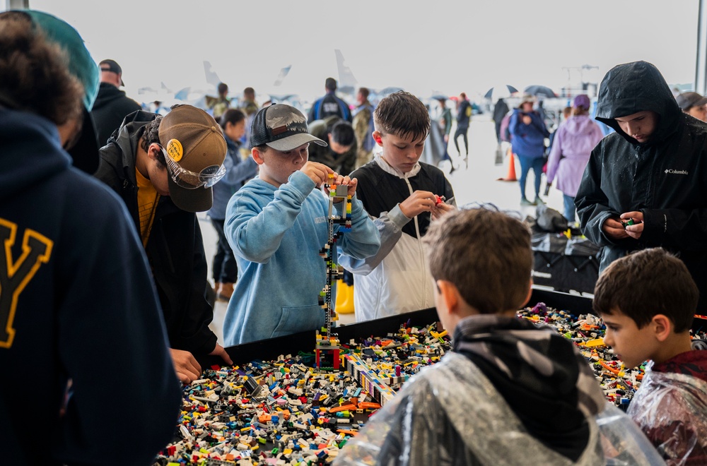 LEGO building during 2025 STEM exhibit at Pease Air National Guard Base